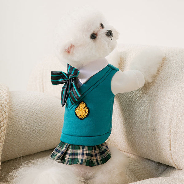 Uniforme Estilo Universitario con Pajarita para Mascotas