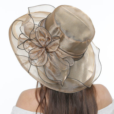 Sombrero de Playa Vintage con Malla Floral y Organza - Image 11
