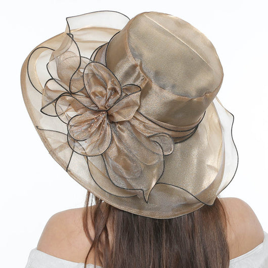 Sombrero de Playa Vintage con Malla Floral y Organza - Image 11