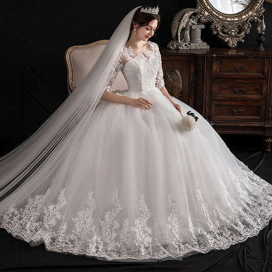 Vestido de Novia Asimétrico con Encaje y Manga Slim - Image 11