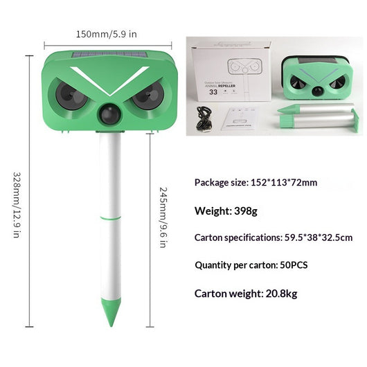 Repelente Ultrasónico Solar para Perros y Aves con Carga y Voz - Image 9