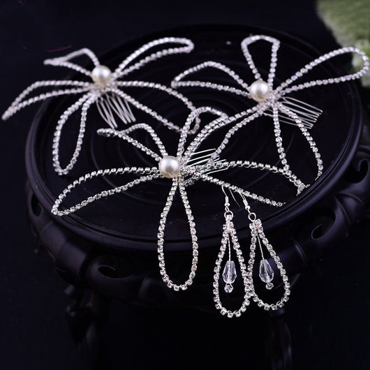 Tiara Nupcial de Cristal con Peine Elegante para Novia