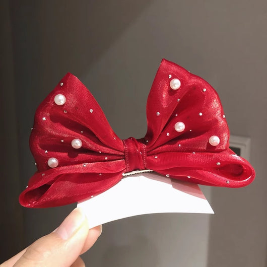 Pasador de Cabello Infantil con Moño de Perlas 3D - Colección Primavera Verano - Image 2