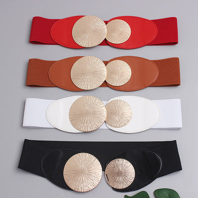 Cinturón Elástico Ancho Rojo para Mujer - Accesorio Versátil para Vestidos y Faldas - Image 12