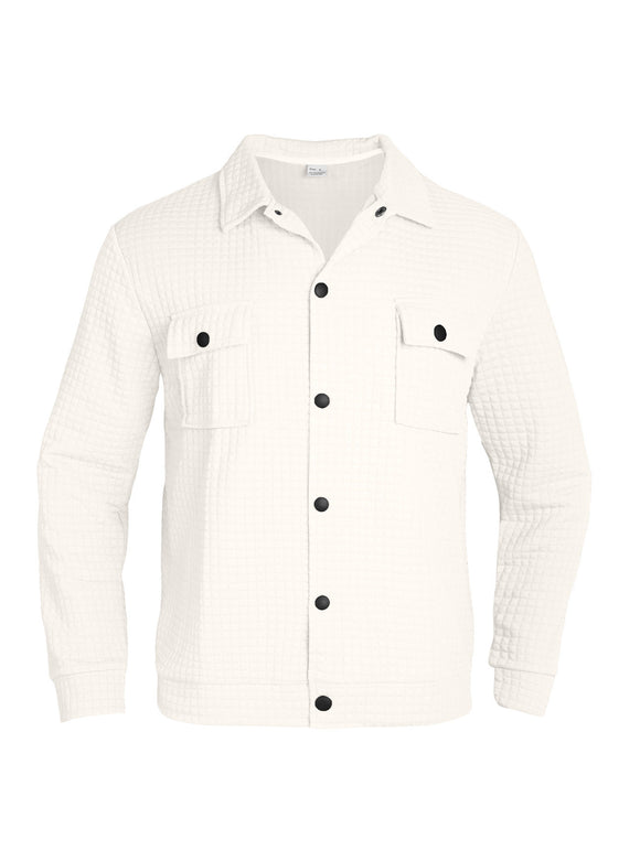 Camisa Tejida Suelta a Cuadros Jacquard para Hombre - Estilo Casual y Profesional
