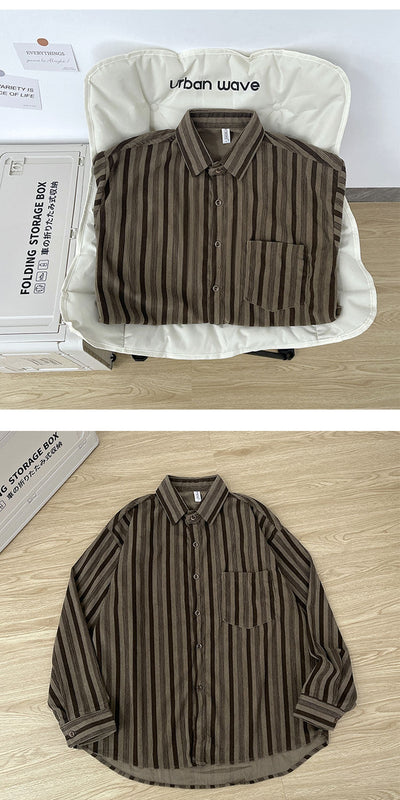 Camisa Retro Oversize de Manga Larga para Hombre - Image 13