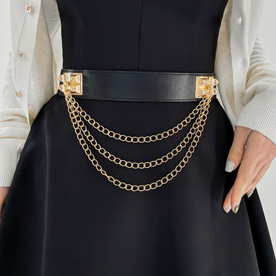 Cinturón Elástico Ancho con Remaches Punk Gold para Mujer - Image 12