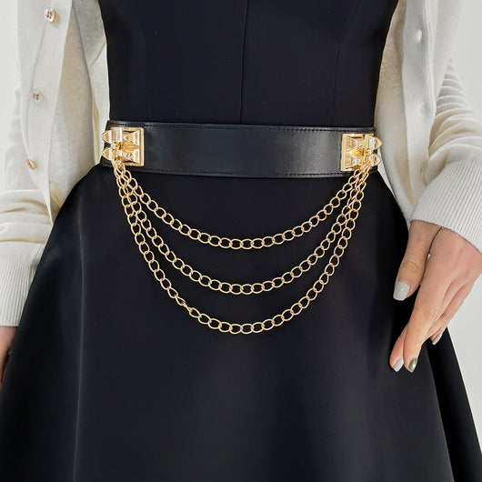 Cinturón Elástico Ancho con Remaches Punk Gold para Mujer - Image 12
