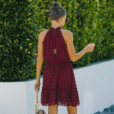 Vestido Halter de Chifón con Escotes Jacquard - Image 31