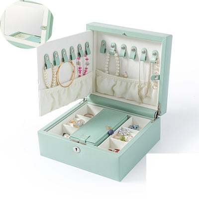 Caja de Almacenamiento para Joyas con Cerradura - Diseño de Madera y Cuero - Image 2