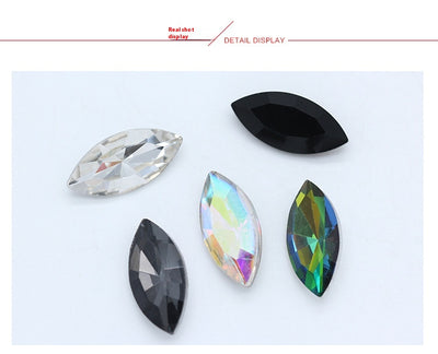 Diamante Suelto de Cristal Facetado Ojo de Caballo con Base Plateada - Image 33