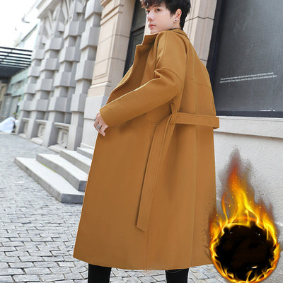 Abrigo Trendy Coreano de Lana Gruesa Largo Hasta la Cadera - Image 6