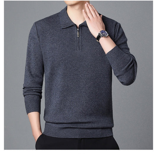 Suéter de Lana 100% Premium con Cuello Solapa - Manga Larga Tejida para Hombre - Image 37