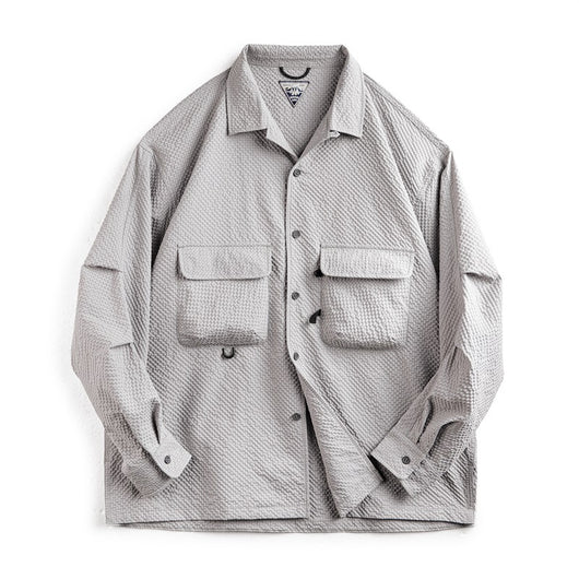 Camisa de Trabajo Outdoor Cuello Cubano Seersucker Manga Larga - Image 12