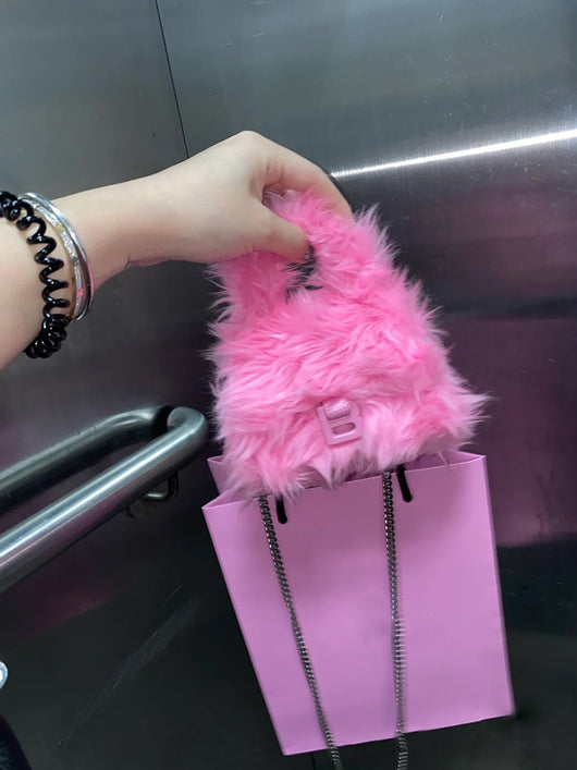 Bolsa Tote Diagonal de Peluche en Colores Pastel - Image 10