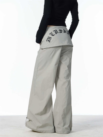 Pantalón Ancho Tipo Overol con Efecto Dos Piezas y Detalle Bandage - Image 3