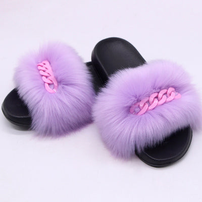 Pantuflas de Piel Sintética de Zorro con Cadena - Sandalias Peluche Cómodas - Image 3