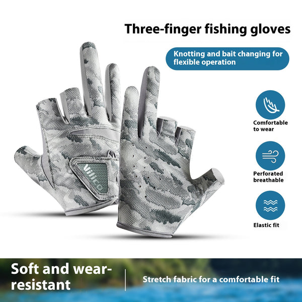 Guantes de Pesca Profesionales con Protección Solar y Tres Dedos Expuestos