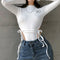 Blusa Ajustada de Manga Larga con Cintura Anudada y Estampado de Letras