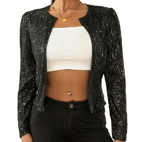 Chaqueta Cropped con Lentejuelas y Bloques de Color - Image 8