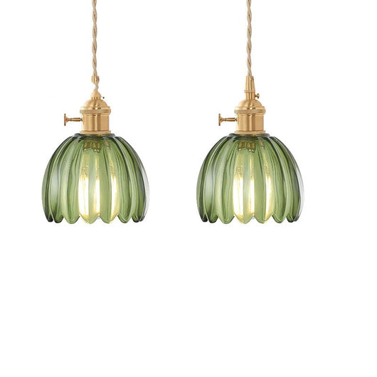 Lámpara Colgante Retro Japonesa Cobre y Vidrio Ámbar - Image 27