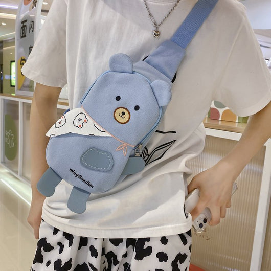 Bolso Mensajero Canvas con Osito Bordado - Image 3