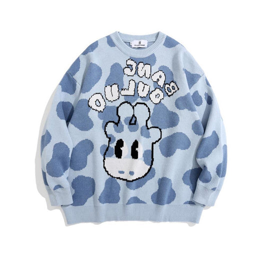 Suéter Holgado para Hombre con Cuello Redondo y Estampado Jirafa - Image 20