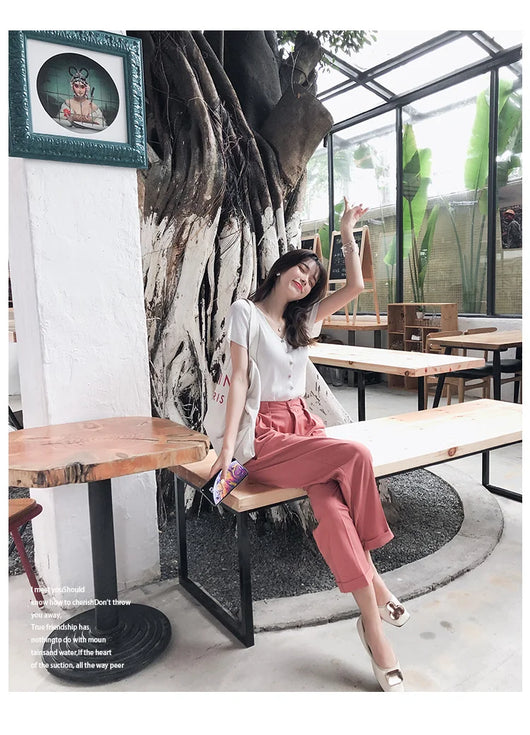 Conjunto Coreano Verano: Short Ajustado + Blusa Escote V - Image 6