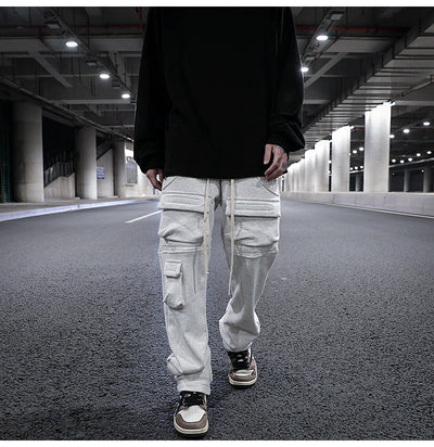 Pantalón de Buzo Recto con Bolsillos Múltiples y Cordón Ajustable - Image 18