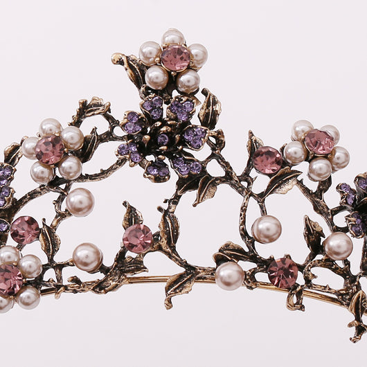 Corona Nupcial Barroca con Perlas y Diamantes Negros Floral - Image 14