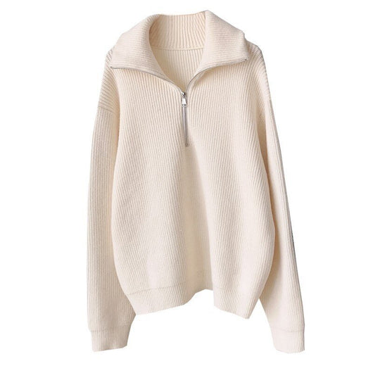 Suéter Pullover con Cuello Solapa Amplio y Cierre de Cremallera para Mujer - Image 7