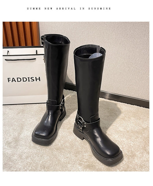Botas Martin de Cuero Genuino con Tacón Robusto y Hebilla Retro para Mujer - Image 16