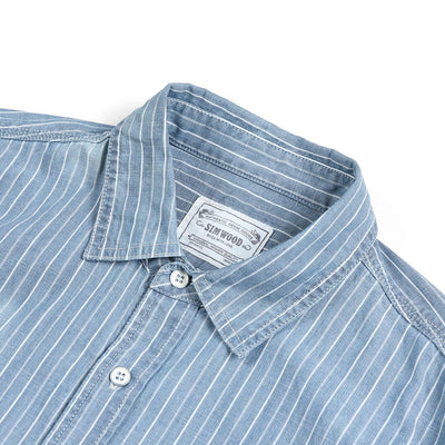 Camisa Casual con Bolsillo de Rayas Azules - Image 7