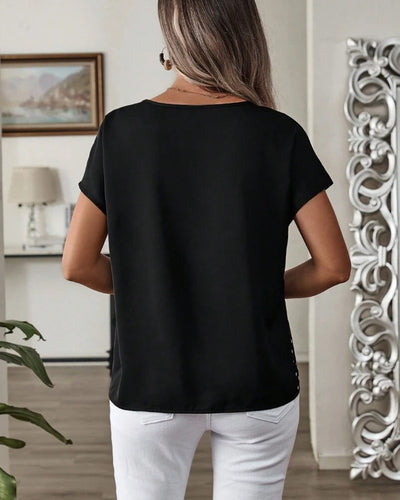 Blusa Estampada de Lunares para Mujer - Cuello Redondo y Manga Corta - Image 12