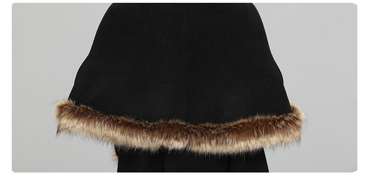 Abrigo Poncho Tejido con Cuello de Pelaje Sintético - Image 19