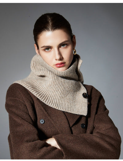 Bufanda de Lana Tejida con Flores y Botones - Estilo Europeo Otoño Invierno - Image 18