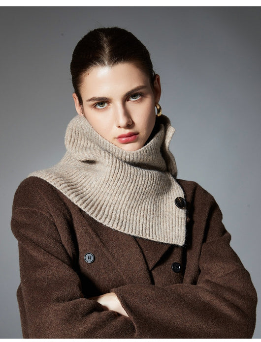 Bufanda de Lana Tejida con Flores y Botones - Estilo Europeo Otoño Invierno - Image 18