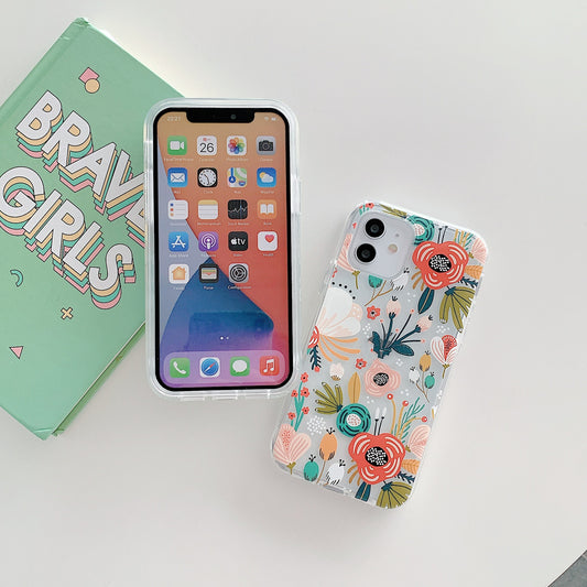Funda Transparente Bicolor con Flores Pintadas para Móvil - Image 2