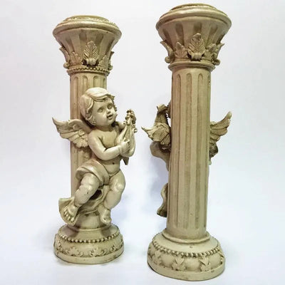 Set de 2 Candelabros Retro Ángel Cupido en Mármol - Image 11