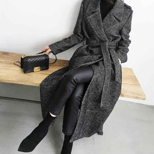 Abrigo Lana Coreano Largo Mujer - Image 11