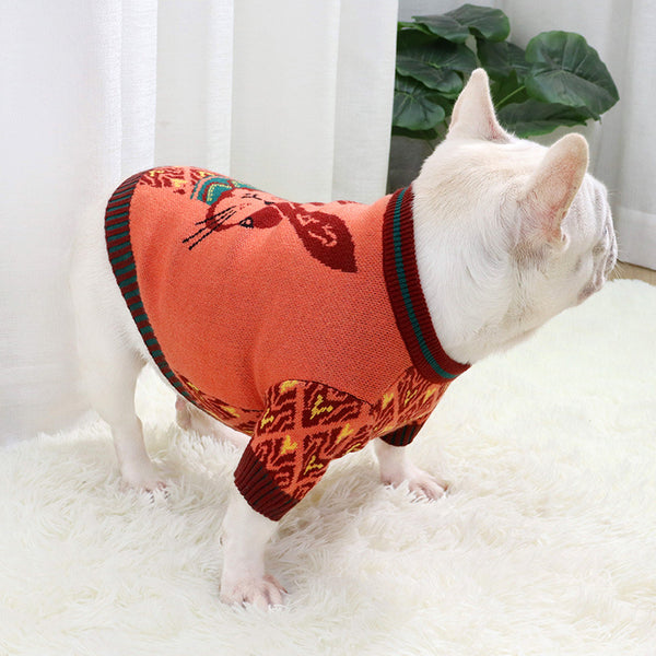 Suéter Otoño Invierno para Perros - Diseño Cartoon Toro Aero Botones