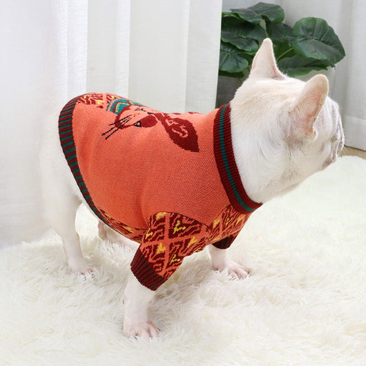 Suéter Otoño Invierno para Perros - Diseño Cartoon Toro Aero Botones