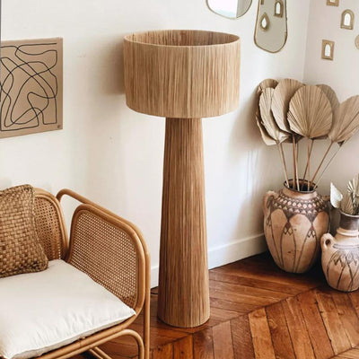 Lámpara de Mesita Retro Tejida a Mano en Ratán para Dormitorio - Image 3