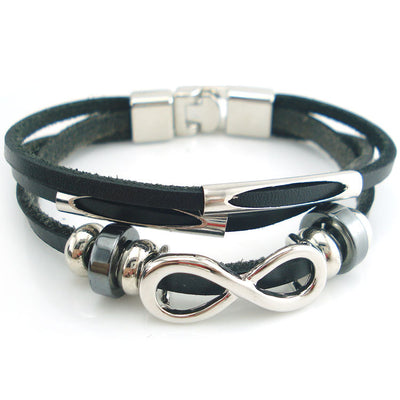 Pulsera Retro de Cuero para Hombre con Símbolo de Infinito - Image 2