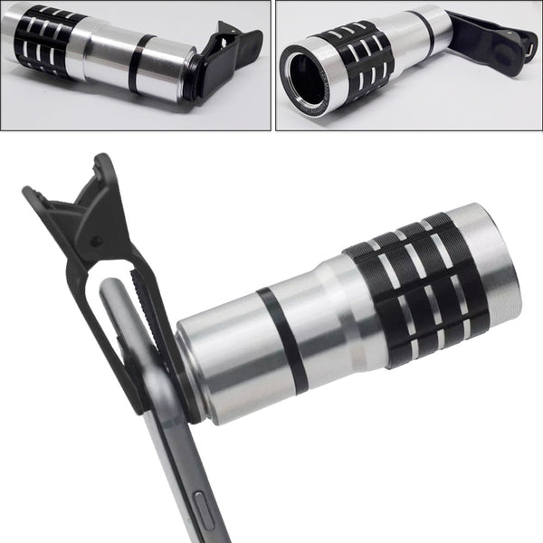 Lente Teleobjetivo 12x con Clip Universal para Celular