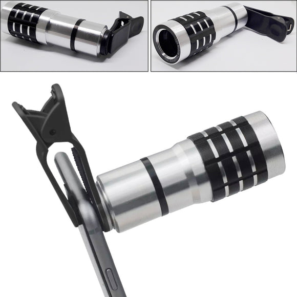 Lente Teleobjetivo 12x con Clip Universal para Celular