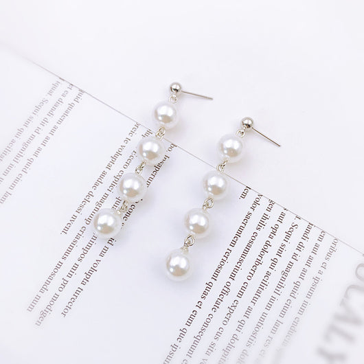 Aretes Coreanos Asimétricos con Flor de Perla y Moño - Image 33