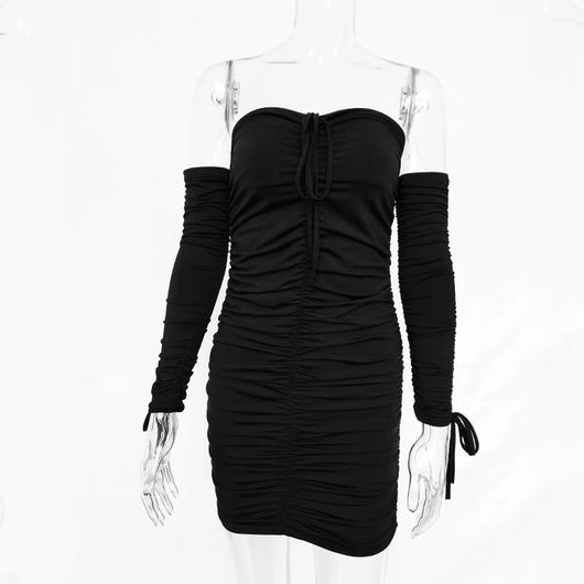 Vestido Bandage Ajustado Hombros Descubiertos Manga Larga para Fiesta - Image 8
