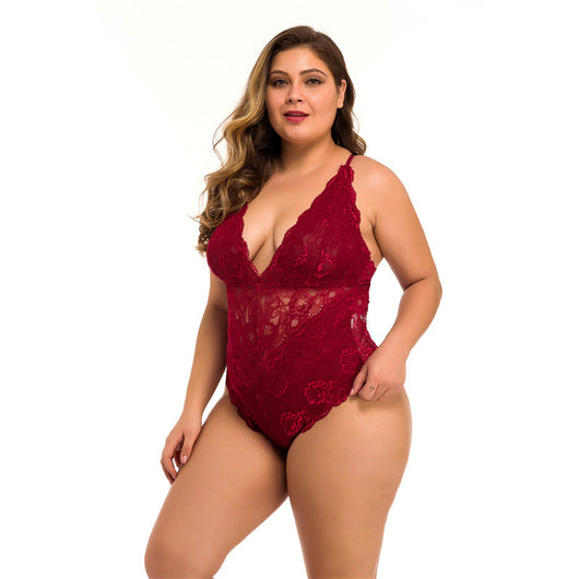 Lencería Sensual Talla Grande con Encaje y Malla - Image 3