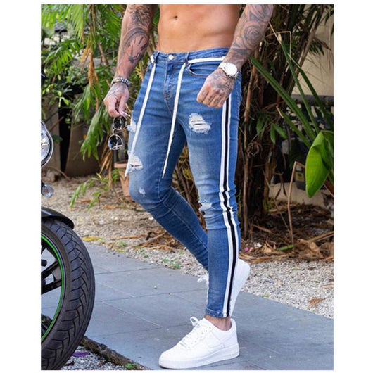 Jeans Slim Fit Rotos con Encaje y Cordones - Image 10